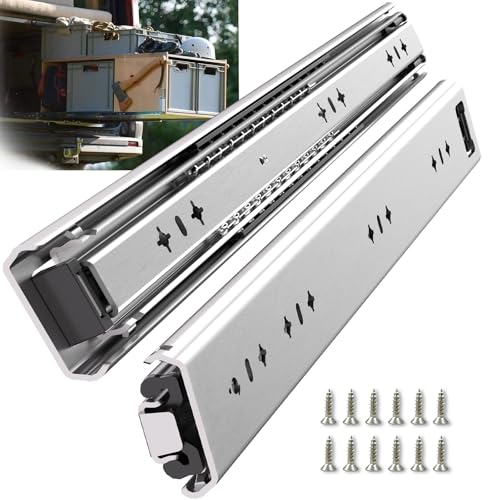 1 Pair 260 Lbs Heavy Duty Drawer Slides 12 14 16 18 20 22 24 26 28 30 32 36 40 inch Full Extension Ball Bearing Side Mount Cabinet Industrial Rail Tool Box Runner(26 inch, with M5 Screws)