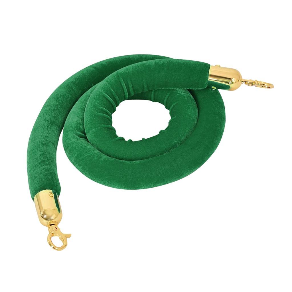 MERIGLARE Corde de Poteau élégante En Velours avec Crochets Polis - Corde de Queue de Qualité Supérieure (1 Pièce, Crochets Argentés), Vert, 59,0 pouces