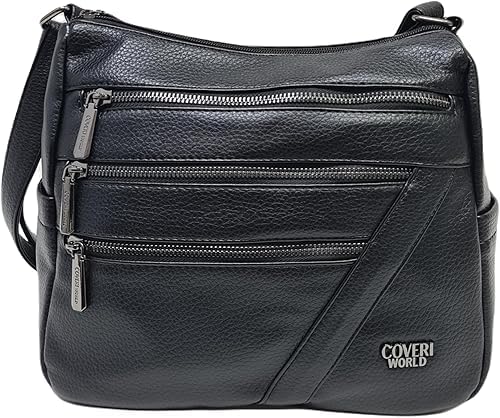 Sac à bandoulière Coveri CC4340 en similicuir souple à multipoches