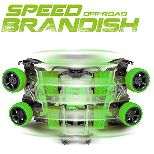 Fistone RC Monster Truck 2.4G Remote Control Stunt Car, 360 Degree Spinning Dancing Stunt High Speed Off-Road Vehicle Dune Buggy Hobby Toys with Lights and Music for Kids and Adults