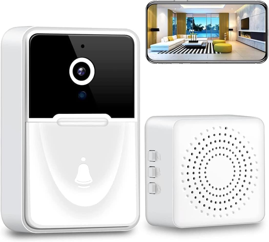 Générique Sonnette sans Fil avec caméra, Sonnette caméra1080p,Surveillance de Vision Nocturne HD,interphone à Domicile,Support de sécurité Intelligent,Sonnette vidéo WiFi pour appels vocaux - 2