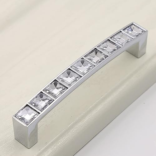 Miniatura 3 de Paquete de 10 tiradores de cristal con diamantes de imitación en forma de U, tiradores modernos y brillantes para cajones de aparador (centros de