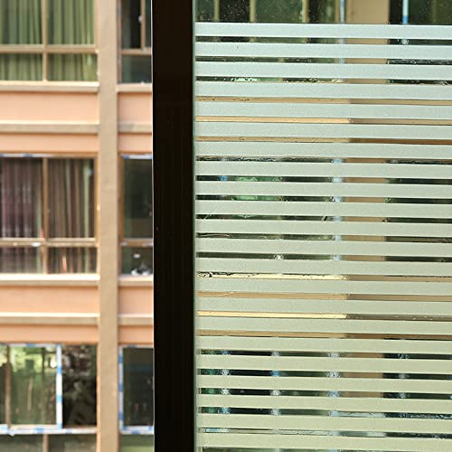 Frosted Stripe Cling Window Film, Removable Glass Door Privacy Film, Non-Adhesive Static Cling Window Film, Window Frosting Film, Peel And Stick Covering Frost Sticker For Bathroom (A) #TOP2