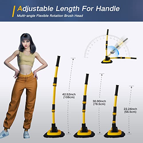 Weica Car Wash Brush With 42.5" Long Handle - Chenille Microfiber Car Wash Mop Kit Car Cleaning Brush Accessories Car Washing Brush Supplies For Suv Mpv Pt Gt, 1 Scratch-Free Replacement Head #TOP7