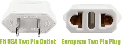 Miniatura 2 de Paquete de 8 adaptadores de enchufe europeo a EE. UU.CA, enchufe de alimentación de viaje, enchufe de alimentación universal, enchufe de pared,