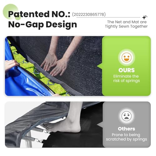 Zupapa 1800LBS Weight Capacity 2025 Double Frames Trampoline with No-Gap Design Curved Poles 16 15 14 12FT Trampolines for Kids with Enclosure Net Outdoor Trampolin for Children Adults Family
