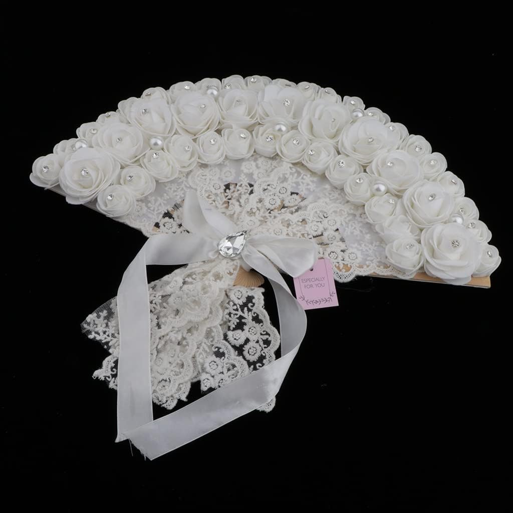 White Wedding Folding Fan for Out Door Event, Parties, Table Setting Decoration