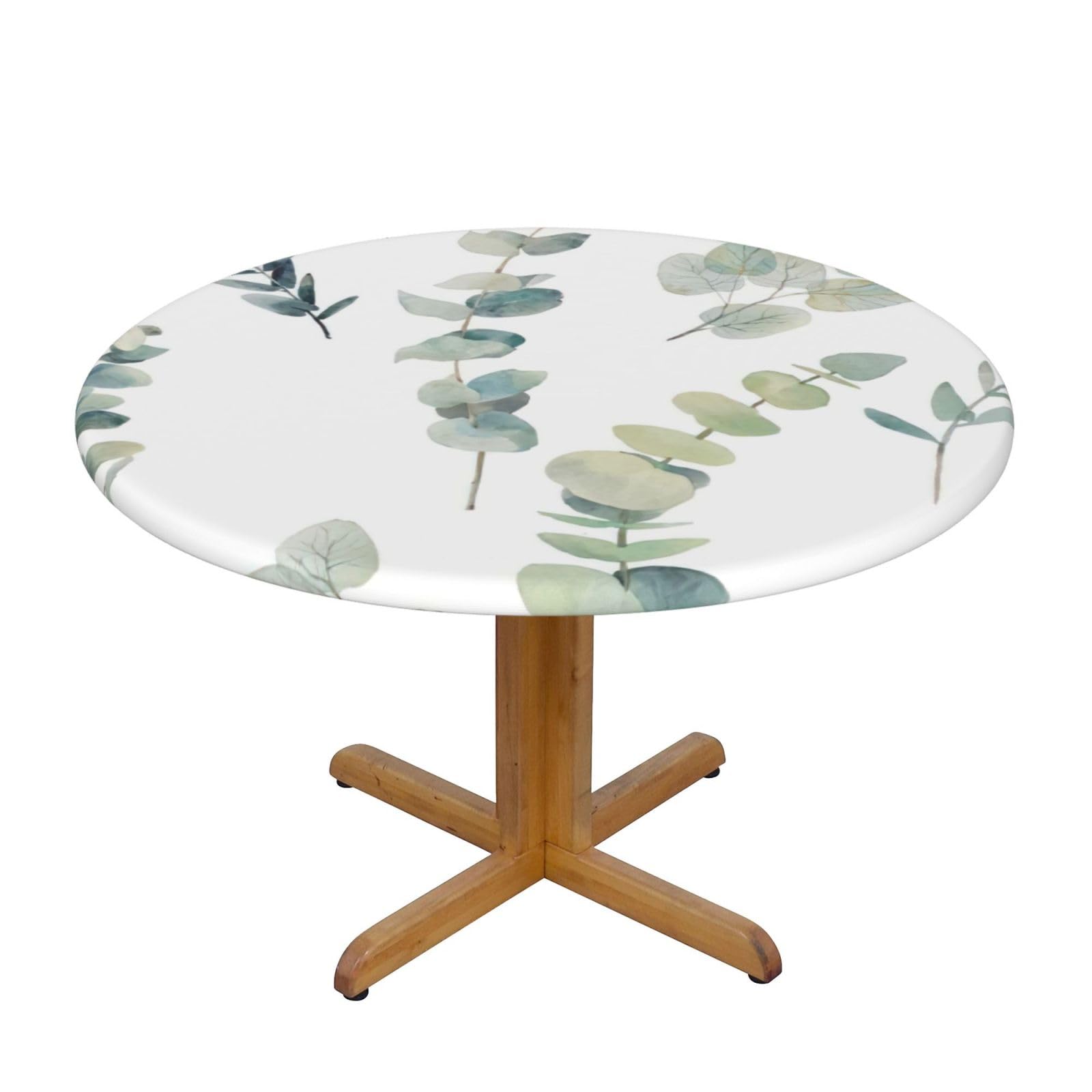 Nappe ronde eucalyptus lavable pour protéger la table des taches