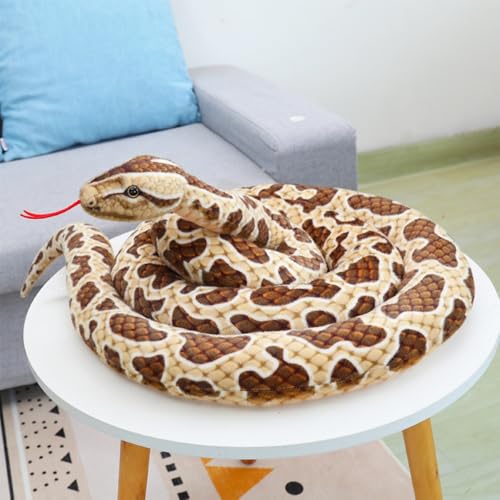 Xshelley 300 cm (120 Zoll) hohe Simulation extra Lange Schlange, weiches Plüschtier, Schlange Stofftier, großes Stofftier Spielzeug, Kinderspielzeug Geschenk (braun)
