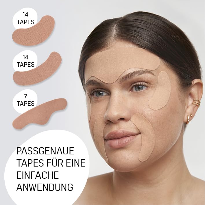 alla/jen - Hyaluron-Skintape "Glow Package" mit Gojibeere & Szechuanpfeffer | Sofortwirkung mit Kinesiologie-Tapes, wirksames Anti-Falten-Pflaster [vegan, 35 Tapes, 7 Anwendungen, 14 Tage]
