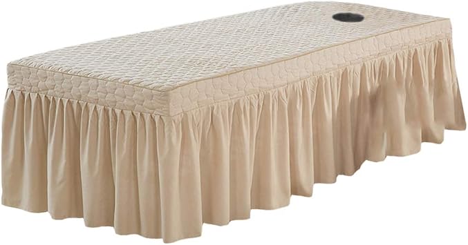 190x70cm Microfiber SPA Bedspread Massage Table Skirt with Face Rest Hole - Camel