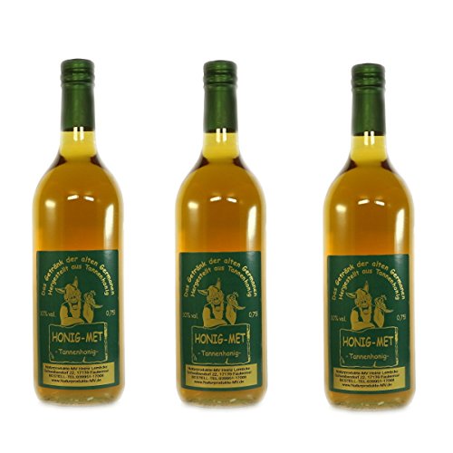 3 Flaschen Met Tannenhonig á 0,75 Liter 10% vol. Honigwein