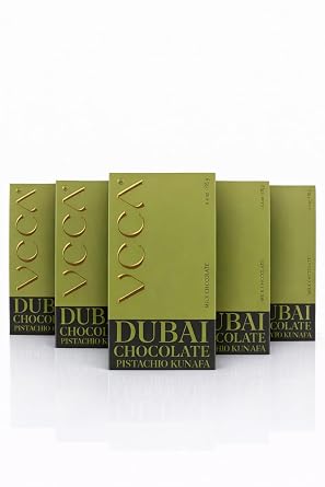 VOCCA Dubai Chocolate Pistachio Kunafa Milk Chocolate Bar, Middle Eastern Dessert-Inspired Gourmet Treat Full Size, pack of 5 - Pistachio
