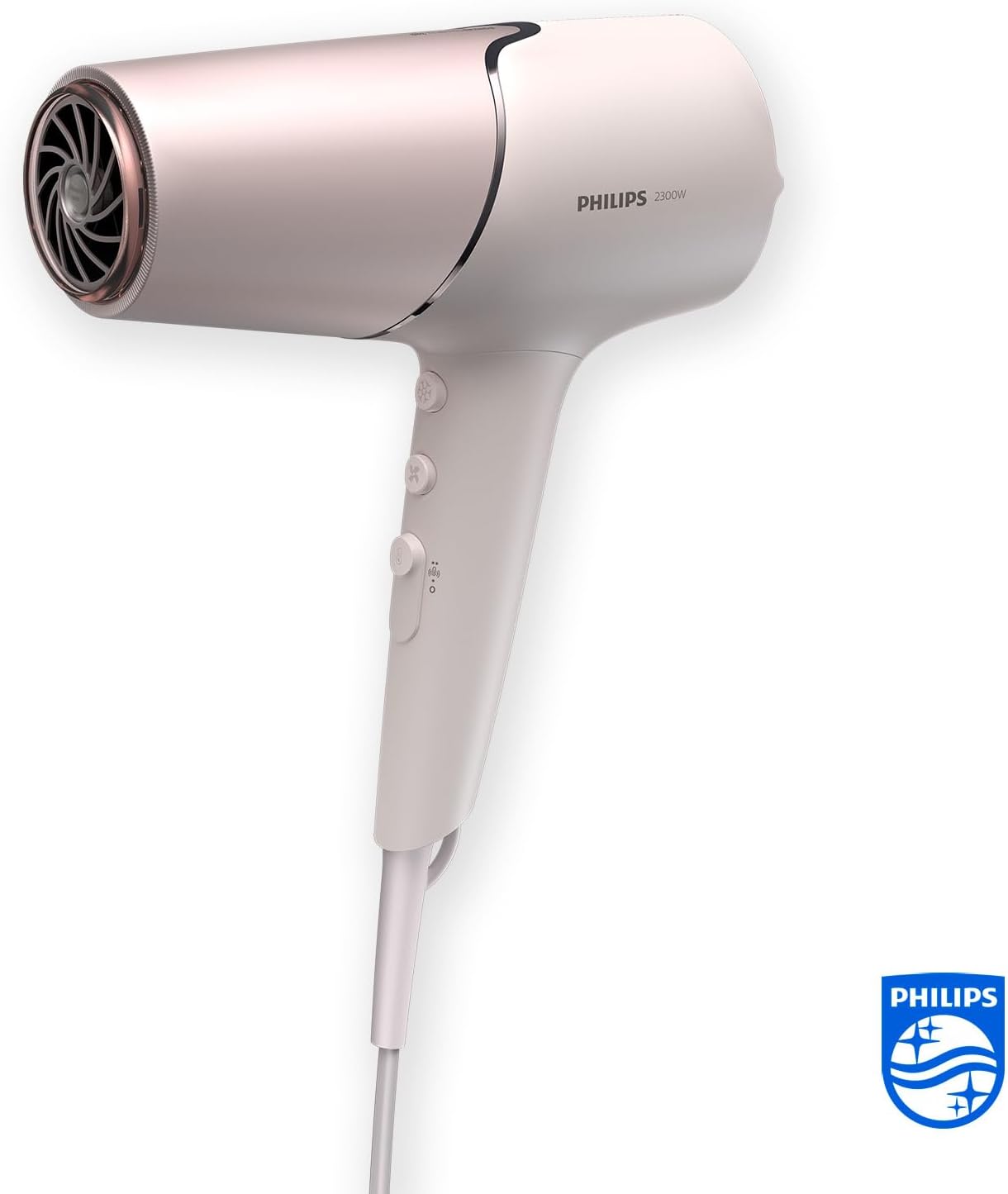 Asciugacapelli Philips serie 5000 - Asciugacapelli color pesca perlato con tecnologia termoprotettiva, diffusore di volume e beccucci da 9 mm e 11 mm (modello BHD530/20) [NOVITÀ] 5000 Pearl Peach con bocchetta per lo styling, diffusore di volume - Immagine 2