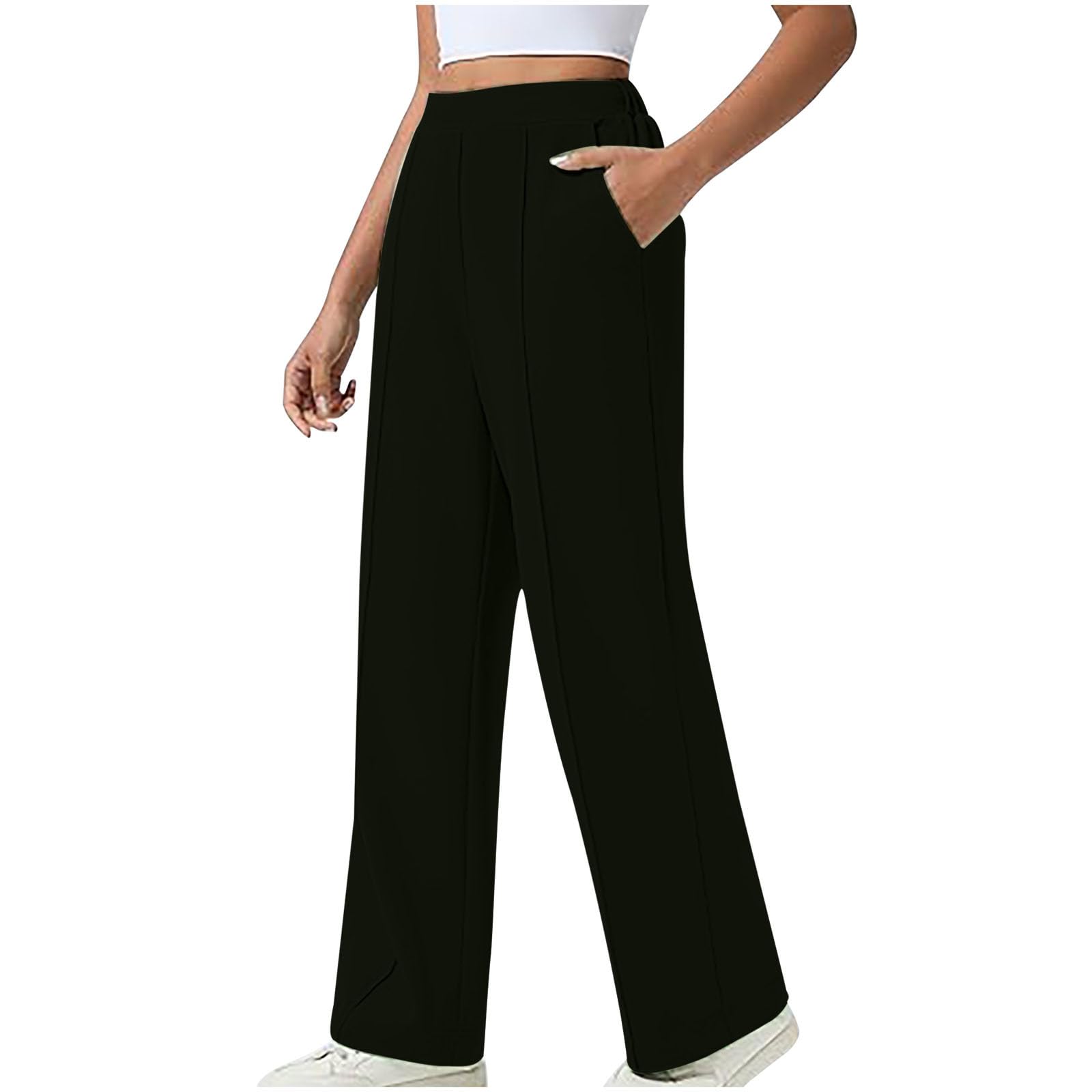 Ctreela Wide Leg Slack Pants High Waist Business Casual Work Dress Pants for Women Pull On Wear to
