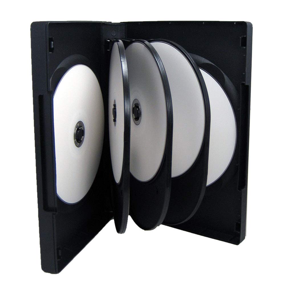 MAXTEK negro 8 Disco casos de DVD con 3 bandejas de con tapa y bolsillo exterior funda, 10 unidades), transparente