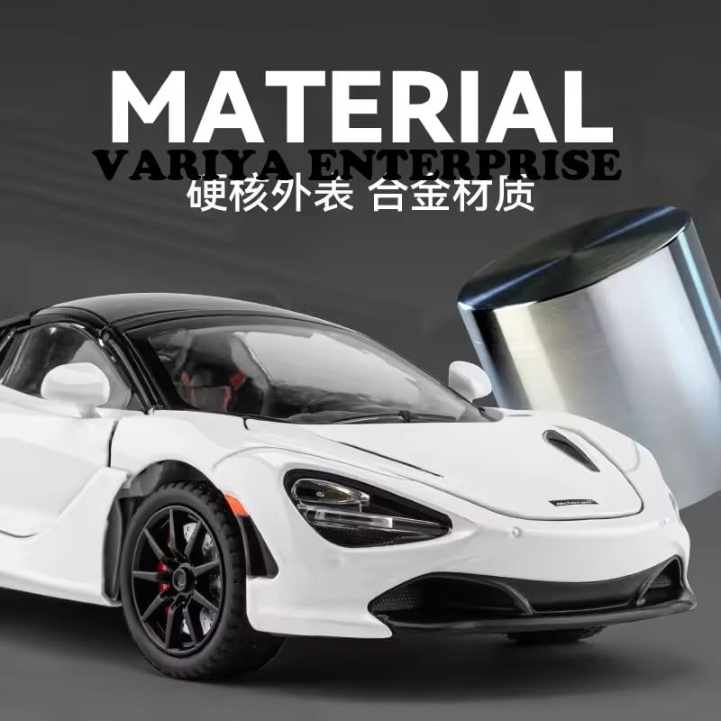 Image of 1:24 Big McLaren 720s Convertible Toy Car Metal Pull Back Diecast Car with Openable Door and Sound Light, Gifts Toys for Kids【 White 】
