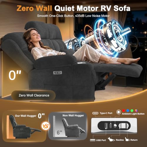 Image of Home Theater Seating, Power Loveseat Recliner Sofa with Massage & Heat