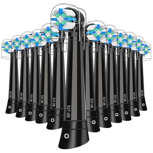 Image of 12 Pcs IO Replacement Heads Compatible with Oral B iO 2 /3 /4 /5 /6 /7 /8 /9 /10 Series Electric Toothbrush, Brush Heads with Medium Bristles Compatible with Oral B iO for Gentle Dental Care (Black)
