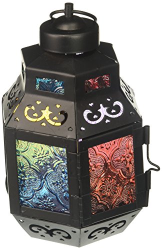 Zings & Thingz 57070827 Colorful Moroccan Candle Lantern, No Size, Black