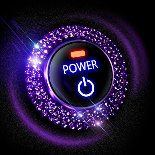 Blinglife Bling Car Accessories for Wowen,Car Engine Start Stop Button Cover, Shiny Crystal Rhinestone Cover Protection Ring(Purple)