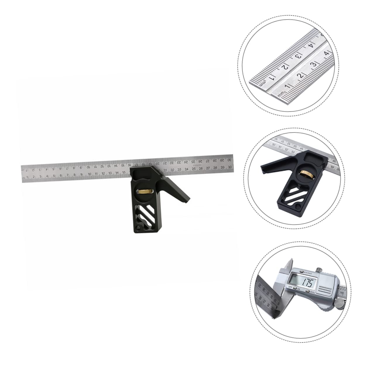 VILLCASE Limitador De Regla De Ángulo Para Carpintería y Útil Como Escuadra Combinada Para Trabajos De Carpintería