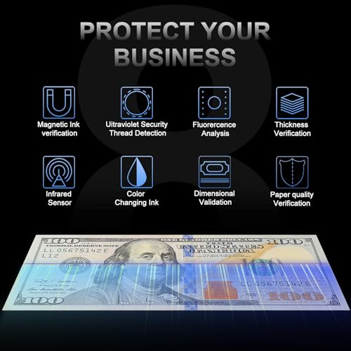 Image of LOLARAN AL1000 Money Counter Machine with Value Counting for USD & EUR, UV /MG /IR /DD /DBL /HLF /CHN Counterfeit Detection, LCD Display, Count /ADD /Batch /AUTO /Manual Modes, 1,300 Notes /Min