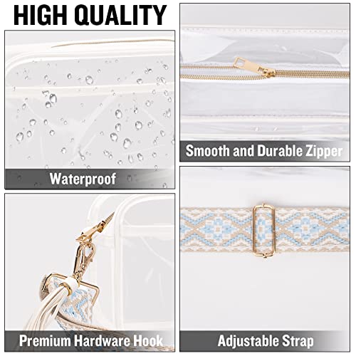 Uixizq Clear Bag Stadium Approved, Clear Crossbody Purse Bag For Women, Clear Makeup Bag Toiletry Storage Bag Shoulder Tote Bag For Concerts, Sports Events, Festivals (White) #TOP3