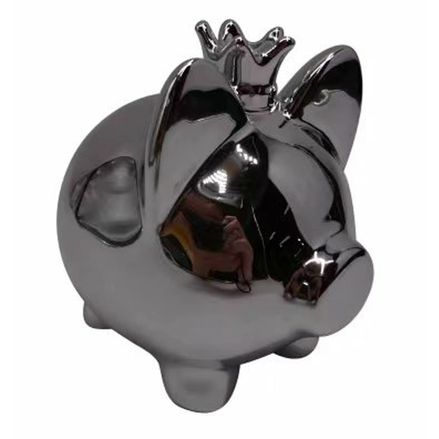 DKD Home Decor Estándar Piggy Bank, Dolomite, Metallic Silver