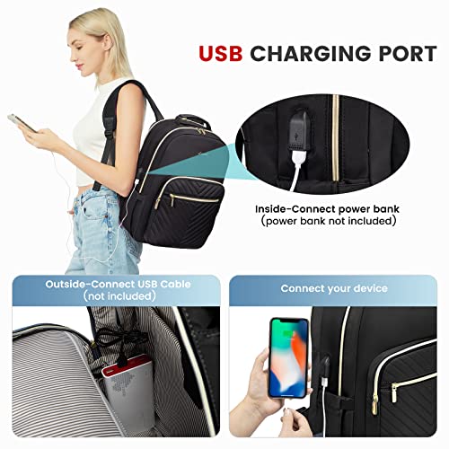 Lovevook Laptop Backpack For Women, Large Capacity Travel Computer Work Bag With 17-Inch Laptop Compartment, Business Nurse Backpack Purse, Hiking Outdoor Carry On Backpack, Black #TOP6