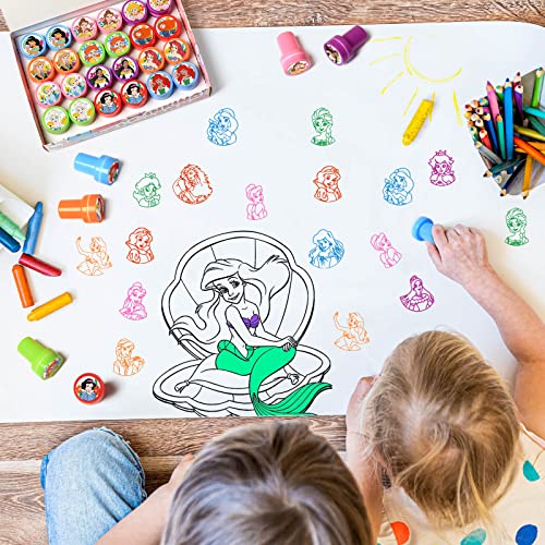 Princess Party Stamps For Kids, 24Pcs Assorted Self-Inking Stamps, Goodie Bag Stuffers,Birthday Party Favor For Kids, Teacher Stamps Reward Pinata Fillers Carnival Prizes #TOP6
