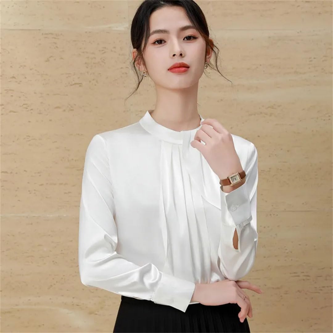 Camicia da donna con volant elegante temperamento manica lunga chiffon camicette ufficio signore lavoro top