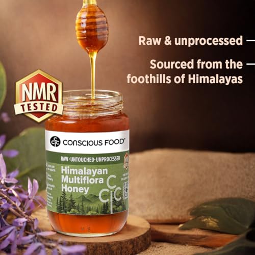 Image of Conscious Food Himalayan Multi Flora Honey | 500 gm | NMR Tested Honey | Tested in German Lab | Raw, Unheated and Unpasteurized