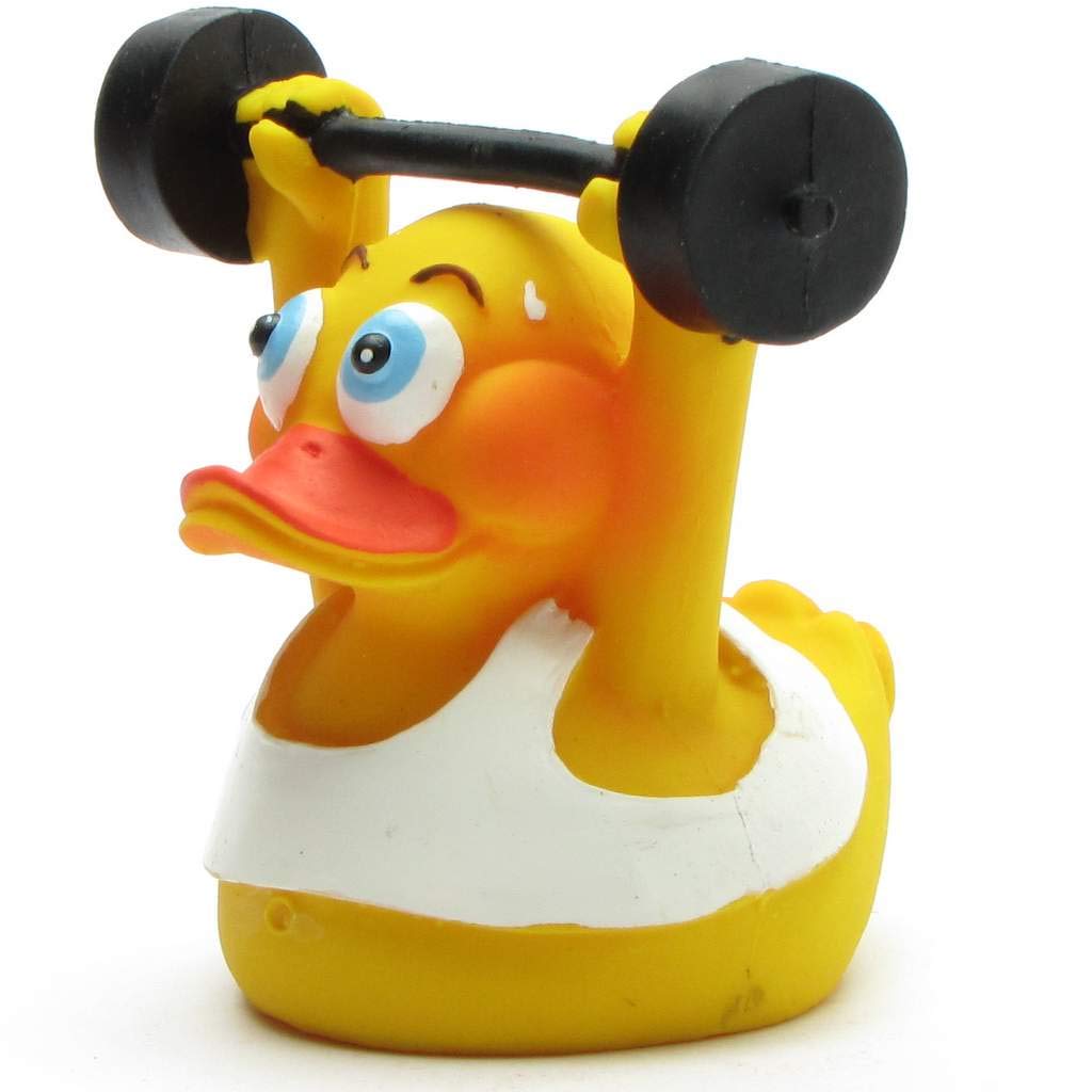 Duckshop I Bath Duck Weightlifter I Squeaky Duck I Squeaky Duck L: 7.5 cm I Gift Bodybuilder I Present Collector