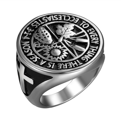Bague croix chrétienne homme bague vintage argentée ne verdit pas la peau