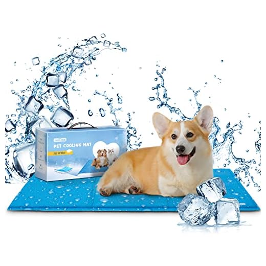 Nobleza Alfombrilla Refrescante para Perros Gatos, 90 * 50cm Manta Refrigerante Perro, Cama Perro Refrescante para Mascotas Mmediano a Grande, Alfombra de Gel Activada por Presión, L