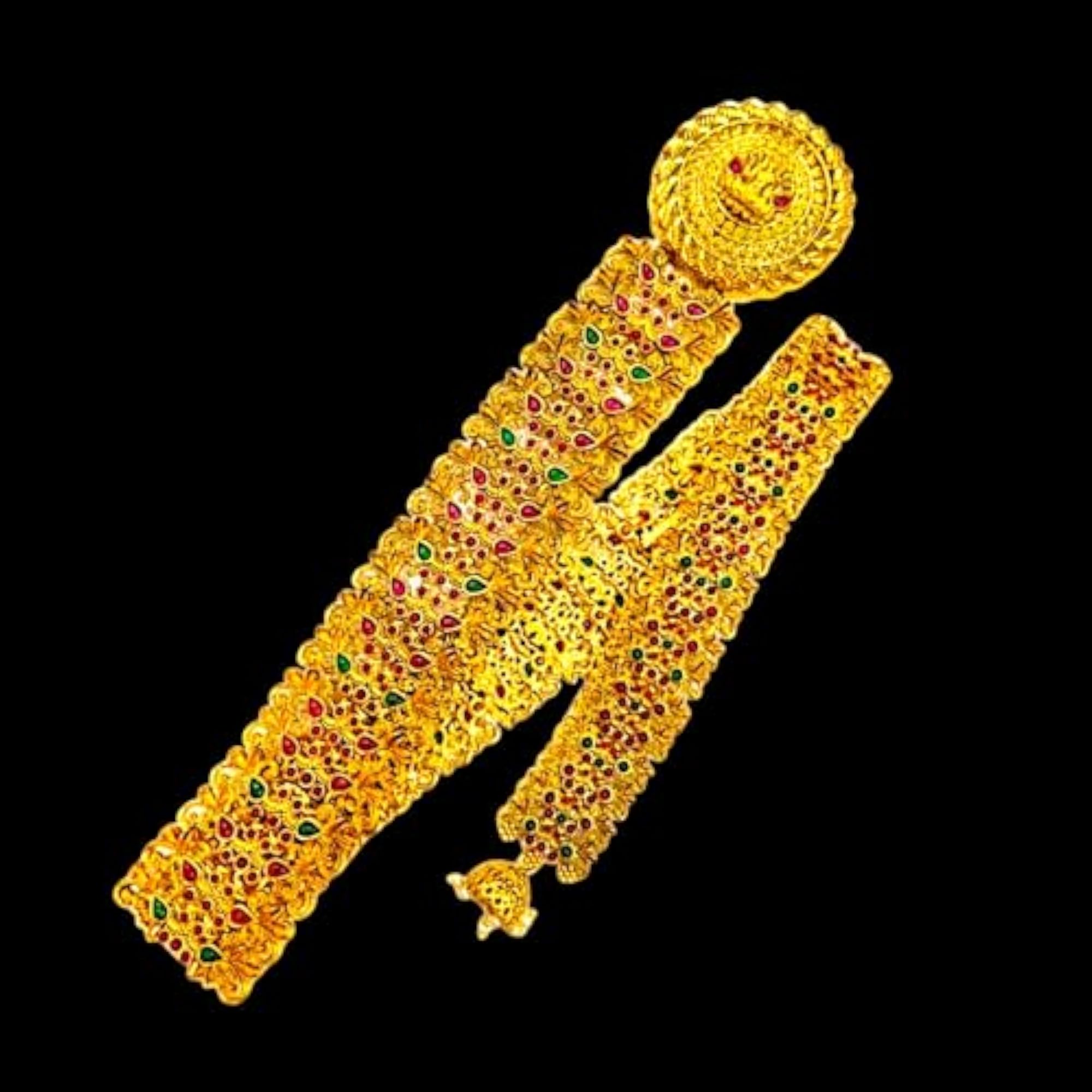 Traditional Gold-Toned Stone Studded Jade Billa Bridal Hair Accessory