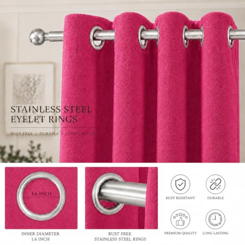 Image of Velvet Curtains | Heavy Soft Premium Velvet Drapes for Bedroom and Living Room | Semi Light Blocking, Thermal Insulated and Noise Reducing Window Panels | 5 Feet, Set of 2 (Pink)
