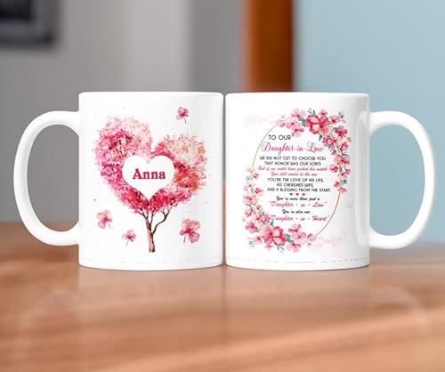 Mugs Personalized To My Daughter In Law Coffee From Future Mother Father Flowers Wreath Meaningful Quotes Custom Name Daughter In Law Gifts Ceramic