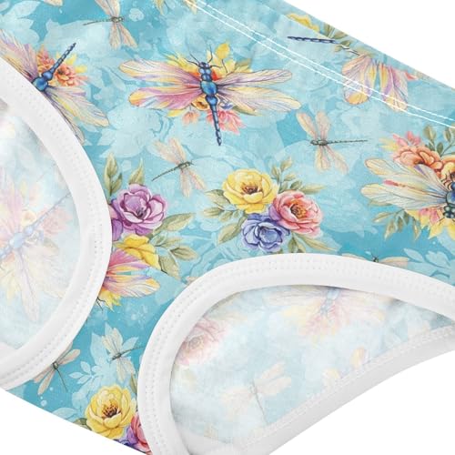 Joisal Girls Underwear Toddler 2t Cotton Girl Panties Cute Funny Underpants Briefs Watercolor Dragonflies Floral4