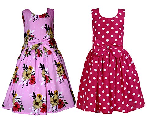 Image of Casual Frock for Baby Girls,Blue Printed and Olive Printed,Pack of 2