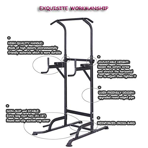 K KiNGKANG Power Tower Home Gym Adjustable Height Pull Up Bar Fitness Equipment Multi-Function Work Out Equipment, T055 - Thumbnail 4