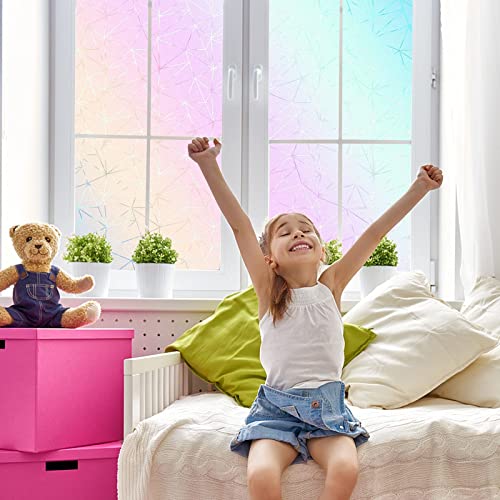 Windimiley Privacy Window Film Stained Glass Window Cling: Window Tint Film Sun Blocking Stickers Heat Control Vinyl Removable Window Static Clings For Home Bathroom No Glue (17.5 X 78.7 Inch, Multi) #TOP3