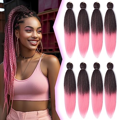 Abellee Pre Stretched Braiding Hair 20”, 8Packs Braiding Hair Pre Stretched for black Women, Synthetic Braiding Hair Pre Stretched for Crochet Braids Hair (20