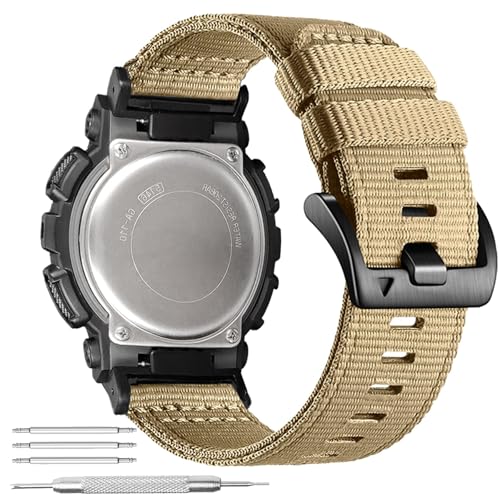 Abanen Rugged Nylon Watch Band for Casio gshock DW-5600/8900, Adjustable Sports Wrist Strap for GA-100/GW-B5600/GB-5600 /GW-6900 (Coyote Tan)