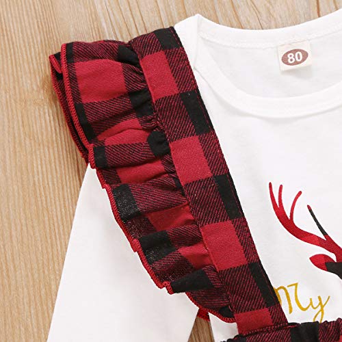NCONCO 3 stks Baby Meisje Kerst Romper + Plaid Suspender Rok + Hoofdband Outfits voor 0-18M Meisjes - Afbeelding 6