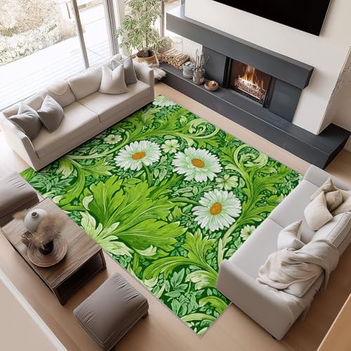 Tapis vert de qualité William Morris motif floral doux et durable - 5