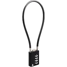 RESET-201 4 Digit Combination Padlock, 12 in 5mm Flexible Cable, 1 Pack | 12 in 30cm flexible 5mm cable for trash cans, lockers, helmets and storage boxes. Light-duty 4 digit lock.