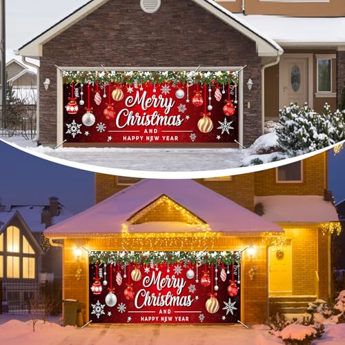 Korlon Tec 7 x 16 Ft Christmas Garage Door Cover Decorations, Merry Christmas Garage Door Banner for Outdoor Indoor Home Wall Party Photo Backdrops by Korlon Tec - Image 5