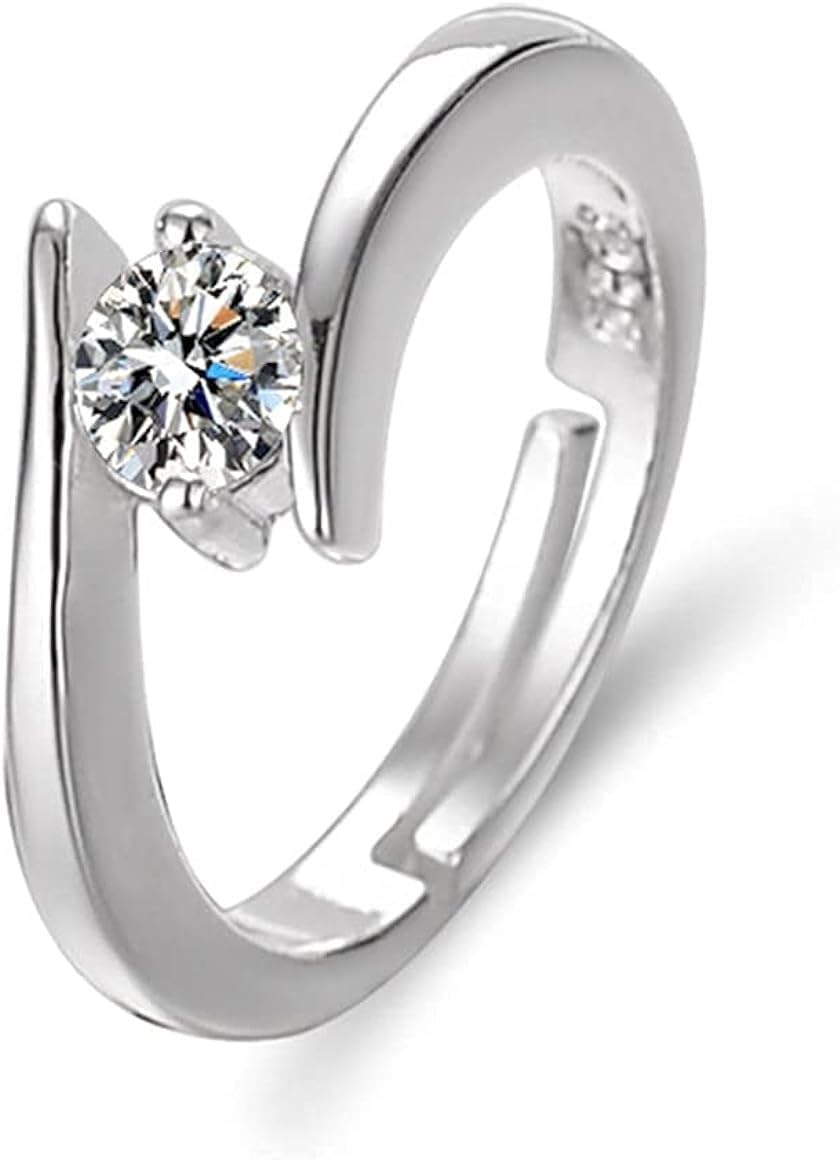 Anelli regolabili in argento sterling 925, anello Moissanite di simulazione Anello ruota della fortuna Anello femminile Proposta di tendenza Anelli in argento Anello con zirconi regolabile alla moda